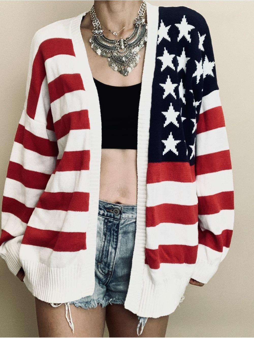 Brand New American flag cardigan XL